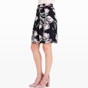 CLUB MONACO Adamaris Floral‎ Print Ruffle Skirt Size 4 Lilac Knee Length